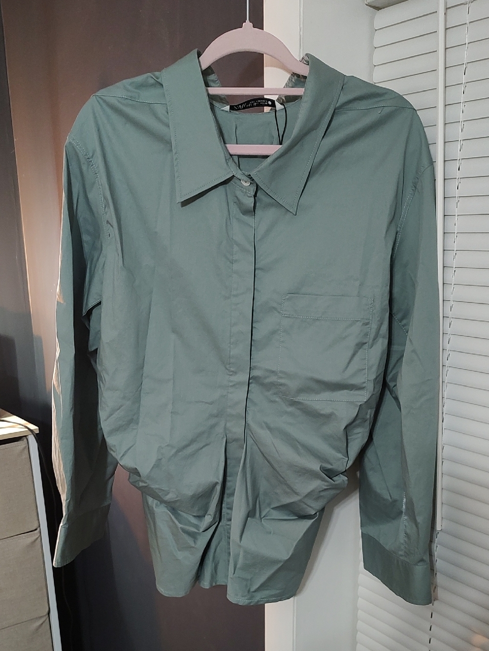 Zara Pastel Sage Collared Shirt